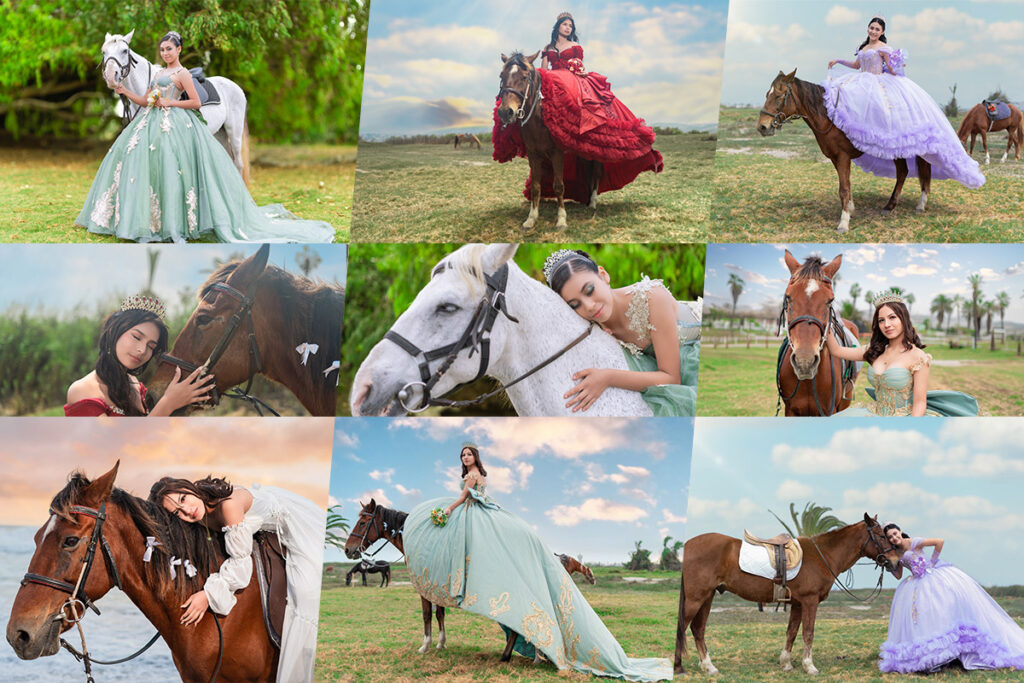 Collage Servicio de Fotografía para Quinceaños con Caballos en Lima Collage Servicio de Fotografía para Quinceaños con Caballos en Lima